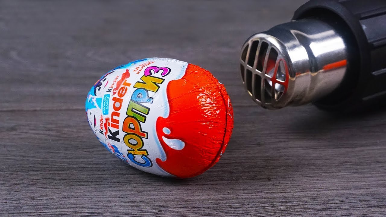 EXPERIMENT HEAT GUN Vs KINDER SURPRISE