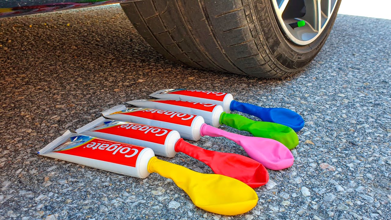 Crushing Crunchy & Soft Things by Car! EXPERIMENT CAR vs BALLOONS and