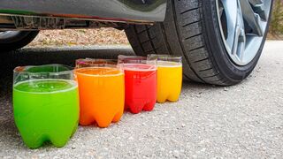 Crushing Crunchy & Soft Things by Car! EXPERIMENT Car vs Rainbow Juice