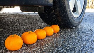 Crushing Crunchy & Soft Things by Car! EXPERIMENT Car vs Mandarins