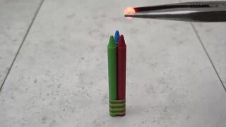 EXPERIMENT Glowing 1000 Degree METAL BALL vs Crayons