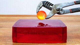 EXPERIMENT Glowing 1000 degree METAL BALL vs JELLY