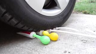 Crushing Crunchy & Soft Things by Car! EXPERIMENT CAR vs Toothpaste and Balloons