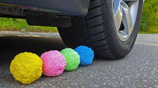 Crushing Crunchy & Soft Things by Car! EXPERIMENT CAR VS Floam Slime