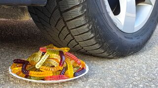 Crushing Crunchy & Soft Things by Car! EXPERIMENT CAR vs Gummy Worms