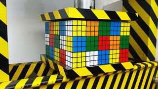 EXPERIMENT HYDRAULIC PRESS 100 TON vs 75 Rubik's Cube