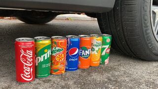 Experiment Car vs Pepsi, Cola Fanta Sprite Yedigün | Crushing Crunchy & Soft Things by Car | ASMR