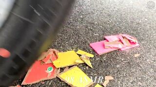 Experiment Car vs M&M Candy, Skittles candy, Balloons | Crushing Crunchy & Soft Things by Car | ASMR
