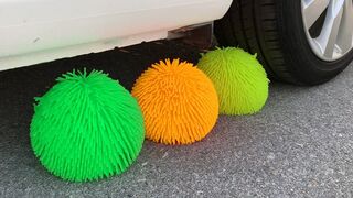 Experiment Car vs Doodles Ball, Mirinda Balloons | Crushing Crunchy & Soft Things by Car | ASMR