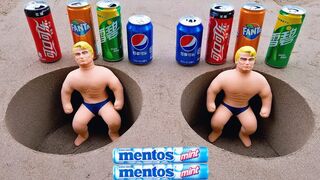 Stretch Armstrong VS Coca Cola, Pepsi, Sprite, Fanta and Mentos Underground