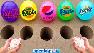 Coca Cola, Different Fanta, Mtn Dew, Pepsi,Sprite and BALLOONS vs Mentos in Big Underground