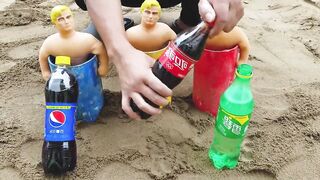Coca Cola, Different Fanta, Mtn Dew, Pepsi,Sprite Balloons and Mentos Underground Stretch Armstrong