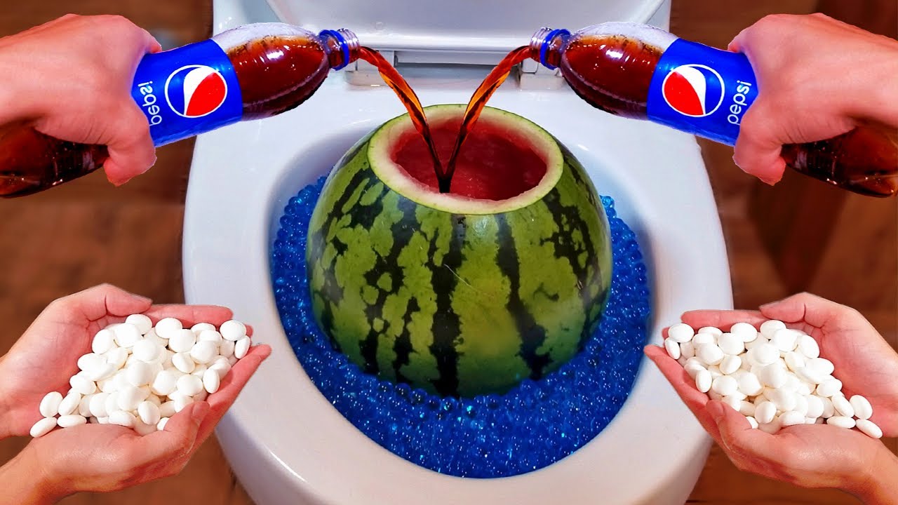 Coca Cola, Fanta, Pepsi, Sprite and Watermelon vs Mentos in Underground