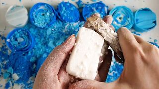 Crushing soap blue set. Cutting soap cubes and chalk. Soap boxes. Very satisfying video ASMR