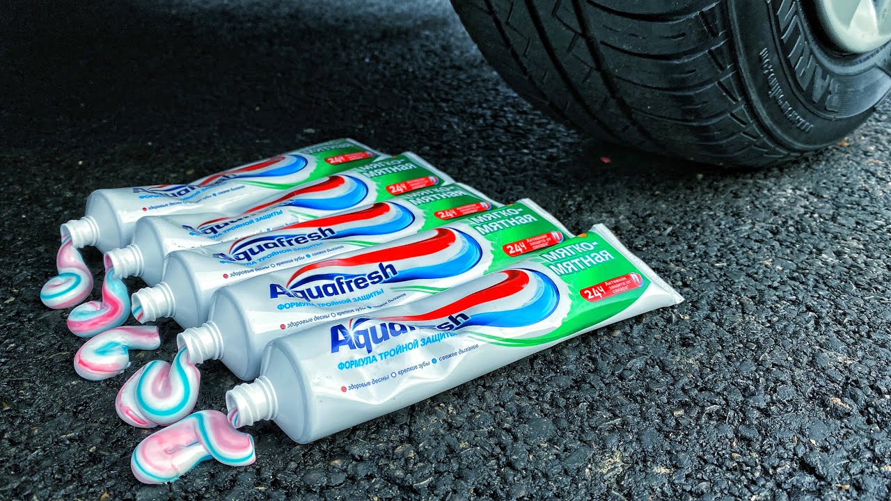 EXPERIMENT CAR VS RAINBOW TOOTHPASTE Crushing Crunchy & Soft Things