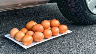 Crushing Crunchy & Soft Things by Car! EXPERIMENT CAR vs EGGS Plate