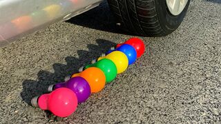 Crushing Crunchy & Soft Things by Car! EXPERIMENT CAR vs Rainbow Light bulbs