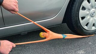 Crushing Crunchy & Soft Things by Car! - EXPERIMENT: STRETCH ARMSTRONG VS CAR