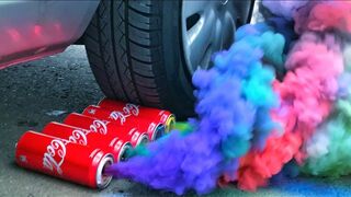 Crushing Crunchy & Soft Things by Car! EXPERIMENT: COLORED SMOKE VS CAR