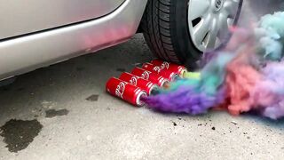 Crushing Crunchy & Soft Things by Car! EXPERIMENT: COLORED SMOKE VS CAR