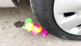Crushing Crunchy & Soft Things by Car! - EXPERIMENT: RAINBOW TOWER RING VS CAR