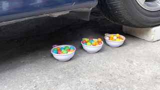 EXPERIMENT: Car vs big Foam Ball - Crushing Crunchy & Soft Things by Car!