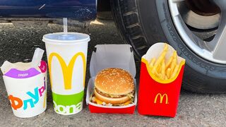 Crushing Crunchy & Soft Things by Car! - EXPERIMENT: Car vs Mcdonalds drinks , food and ice cream