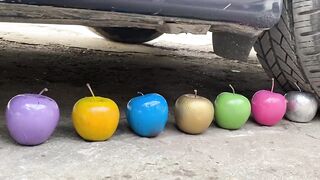 Crushing Crunchy & Soft Things by Car! EXPERIMENT : CAR VS COLORED APPLES