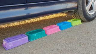 Crushing Crunchy & Soft Things by Car! - EXPERIMENT: CAR VS PLASTIC BOX