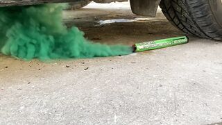 Crushing Crunchy & Soft Things by Car! - EXPERIMENT : CAR VS COLOR SMOKE