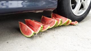 EXPERIMENT: WATERMELON VS CAR TEST  Crushing Crunchy & Soft Things by Car!