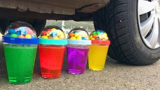 Crushing Crunchy & Soft Things by Car! Experiment Car vs M&M Candy, Watermelon, Colors