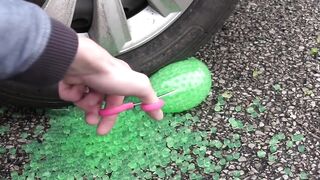 Crushing Crunchy & Soft Things by Car! Experiment Car vs M&M Candy, Watermelon, Colors