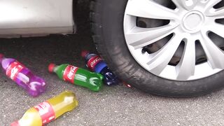 Experiment Car vs Coca Cola, Fanta, Mirinda | Crushing Crunchy & Soft Things by Car!
