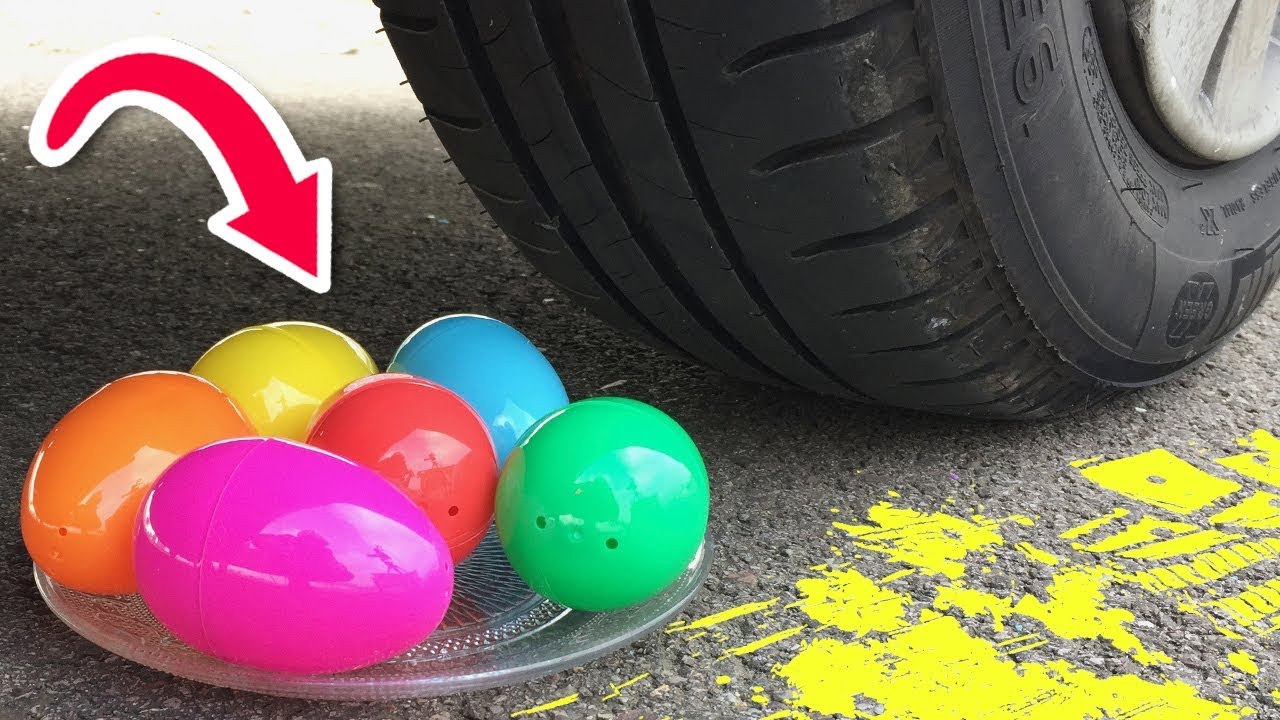 Experiment Car vs Colorful Jelly Eggs Crushing Crunchy & Soft Things