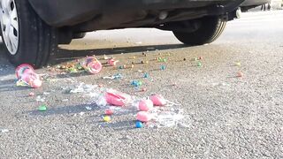 Crushing Crunchy & Soft Things by Car! Experiment Car vs Plastic Cups, Coffee M&M's, Candy