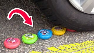 Crushing Crunchy & Soft Things by Car! - EXPERIMENT: BUBBLE GUM VS CAR