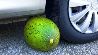 Crushing Crunchy & Soft Things by Car! - EXPERIMENT: WHITE WATERMELON VS CAR
