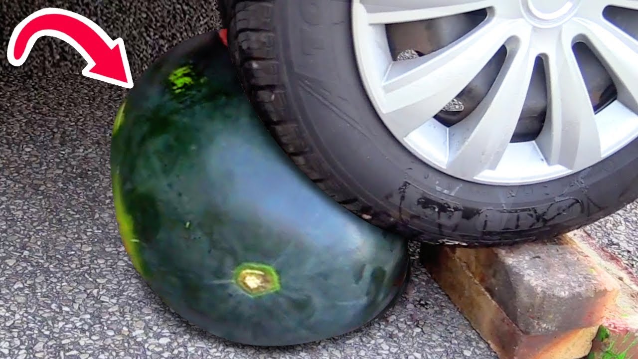 Crushing Crunchy & Soft Things by Car! - EXPERIMENT: DARK WATERMELON VS CAR