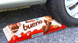 Crushing Crunchy & Soft Things by Car! - EXPERIMENT: KINDER BUENO VS CAR