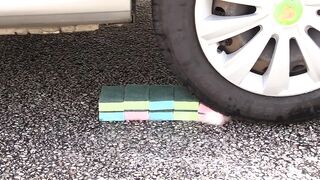 Crushing Crunchy & Soft Things by Car! - EXPERIMENT: SOAP BUBBLES LIQUID VS CAR