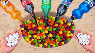 Experiment ! Pepsi, Cola, Fanta, Sprite vs Skittles and Mentos Underground