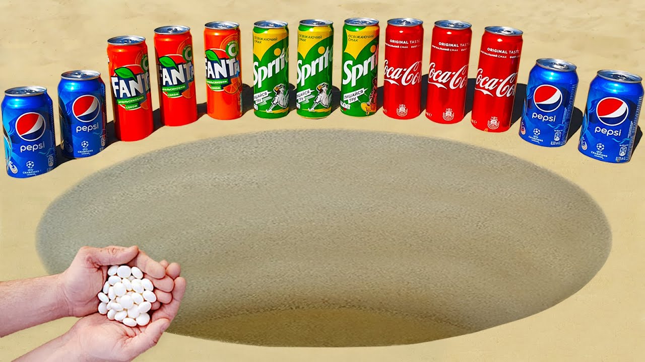 Experiment ! Coca Cola, Pepsi, Sprite, Fanta, Mentos in Big Hole