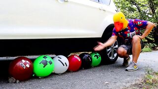 Experiment ! Car vs Balloons Minecraft, Orbeez and more