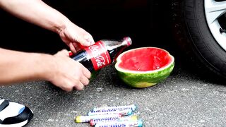 Experiment ! Car vs Watermelon, Coca-Cola and Mentos