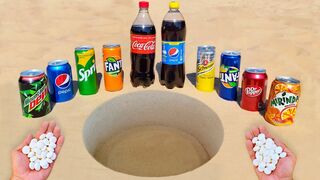 Experiment ! Dr Pepper, Cola, Fanta, Sprite, Mtn Dew, Mirinda, Pepsi and Mentos Underground
