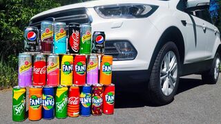 Experiment: Car vs Fanta, Coca Cola, Schweppes, Pepsi and Sprite