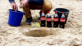 Experiment: Coca Cola vs Mentos in Hole Underground
