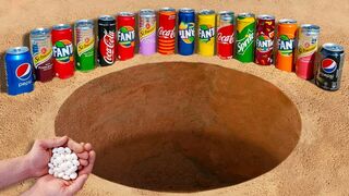 Experiment: Fanta, Coca Cola, Schweppes, Pepsi and Sprite vs Mentos Underground