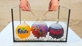 Experiment: Fanta, Coca-Cola vs Orbeez vs Mentos in Aquarium